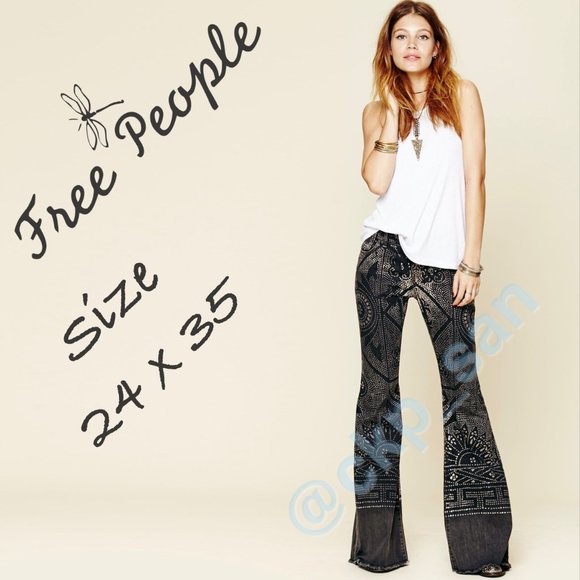 Rare Free People Discharge Bali Flare Jeans Sz 24